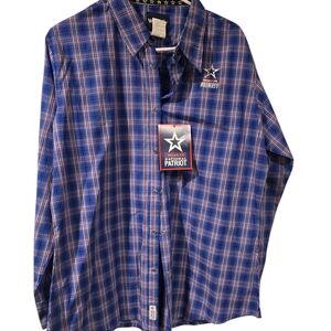 NWT Wrangler Patriotic Blue and Red Plaid Womens Shirt XL